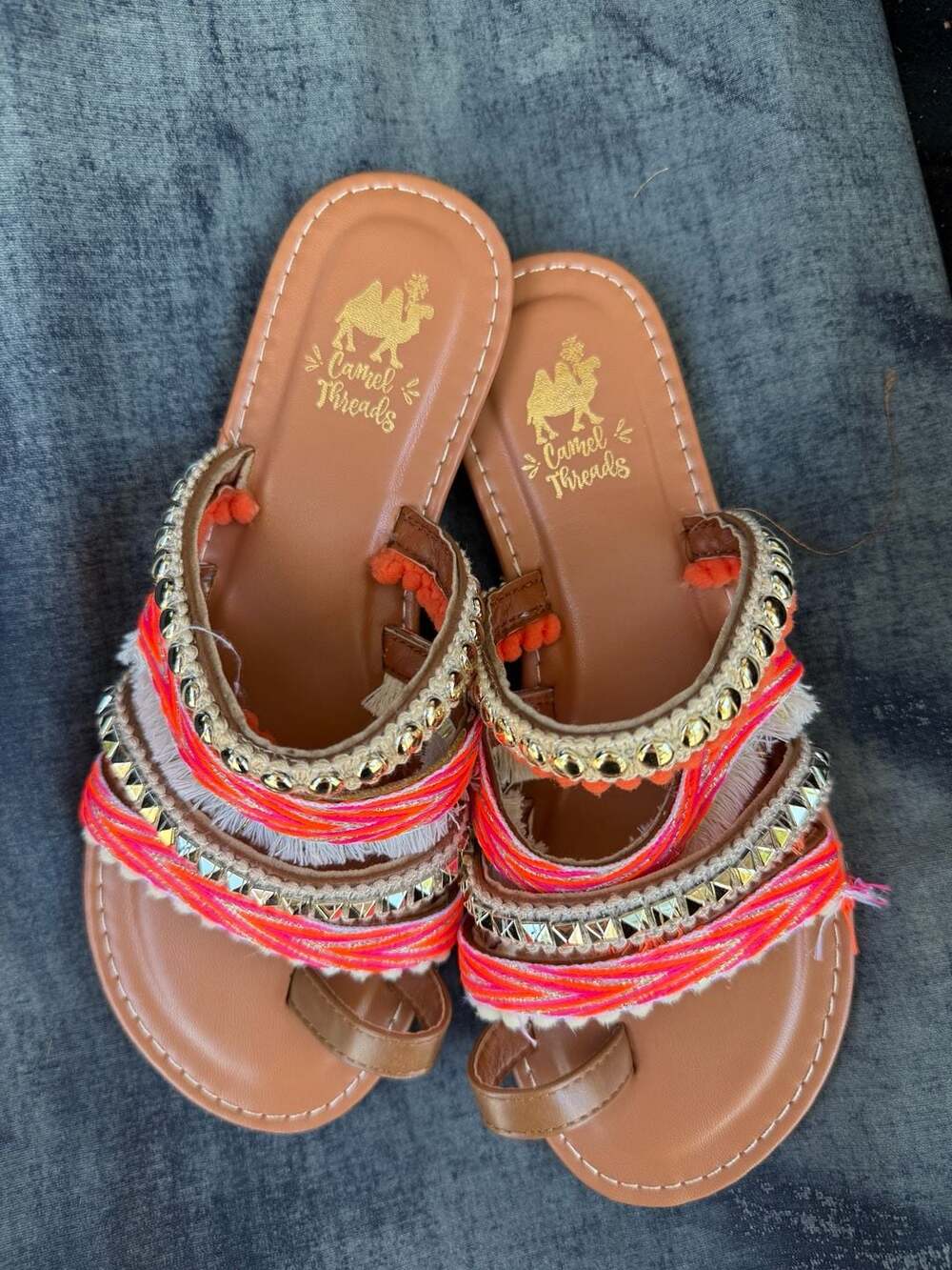 Camel Threads Boho Sandals Women’s Size 7 Embellished Festival Tribal Slip On
